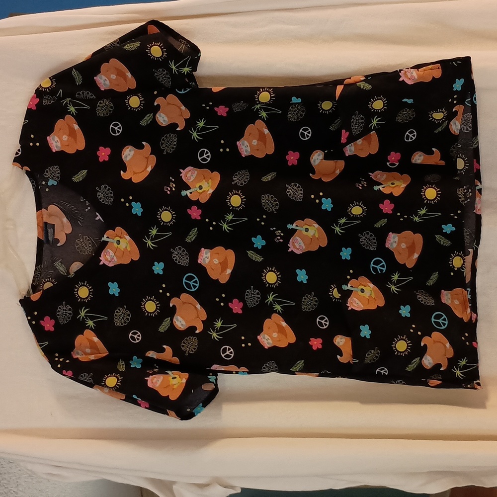 Zoe + Chloe Peace Sloth scrub top